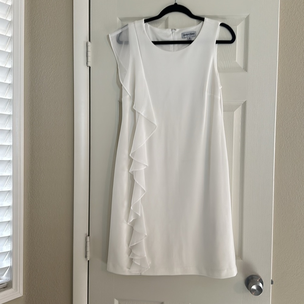 Square Neck Solid White Dress - image 2